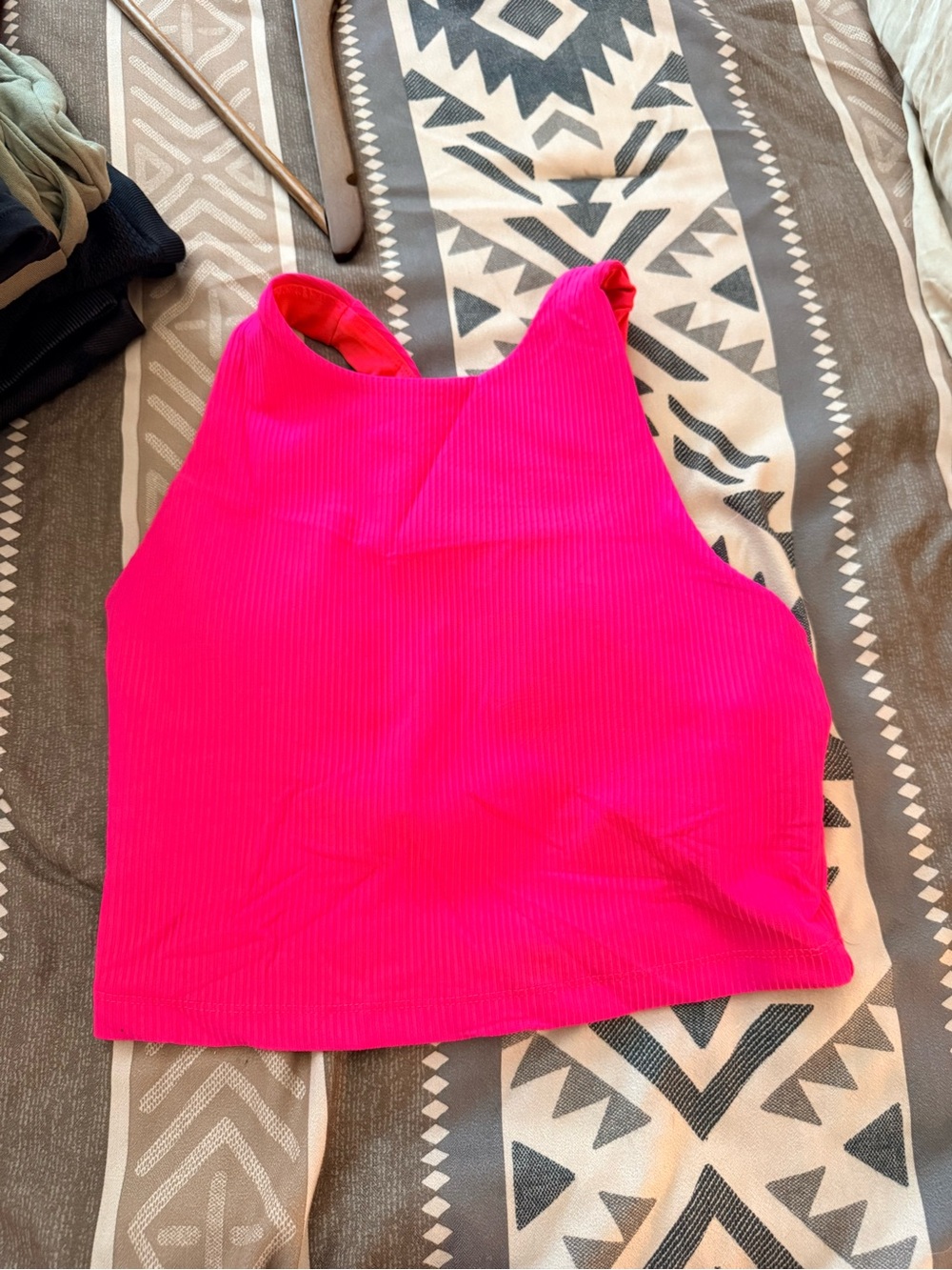 Women’s Ribbed High-Neck Crop Tank Top — Fuchsia Pink